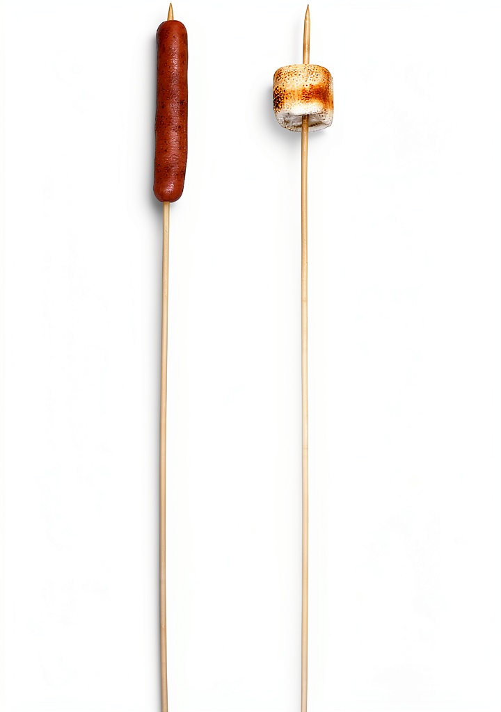 Coghlans Bamboo Roasting Sticks in use over a campfire