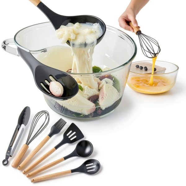 Pansyling Camping Cooking Utensil Set Silicone Black 15pcs-3