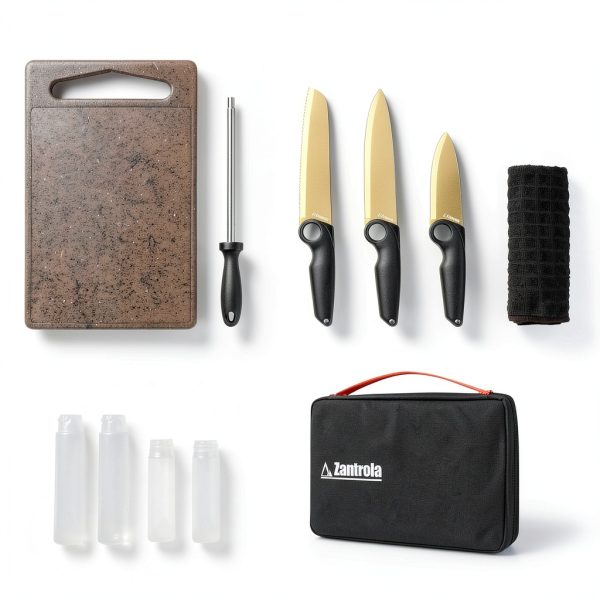 Zantrola Camping Knife Set Titanium Coated Outdoor Cooking-1