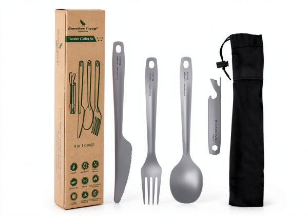 Titanium Camping Utensil Set Boundless Voyage Lightweight-0