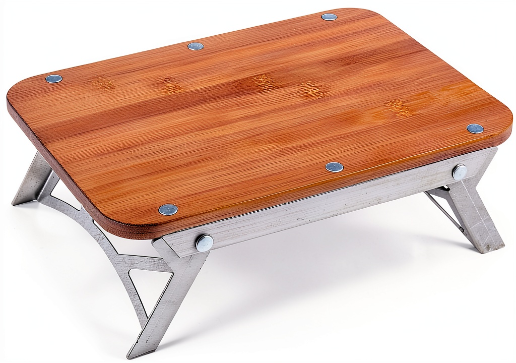 nCamp bamboo cutting board set up on a picnic table