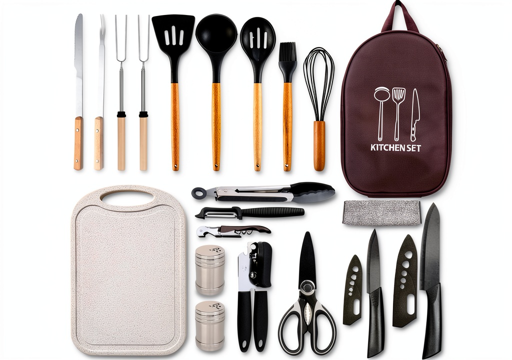 Pansyling camping cooking utensil set displayed on a picnic table