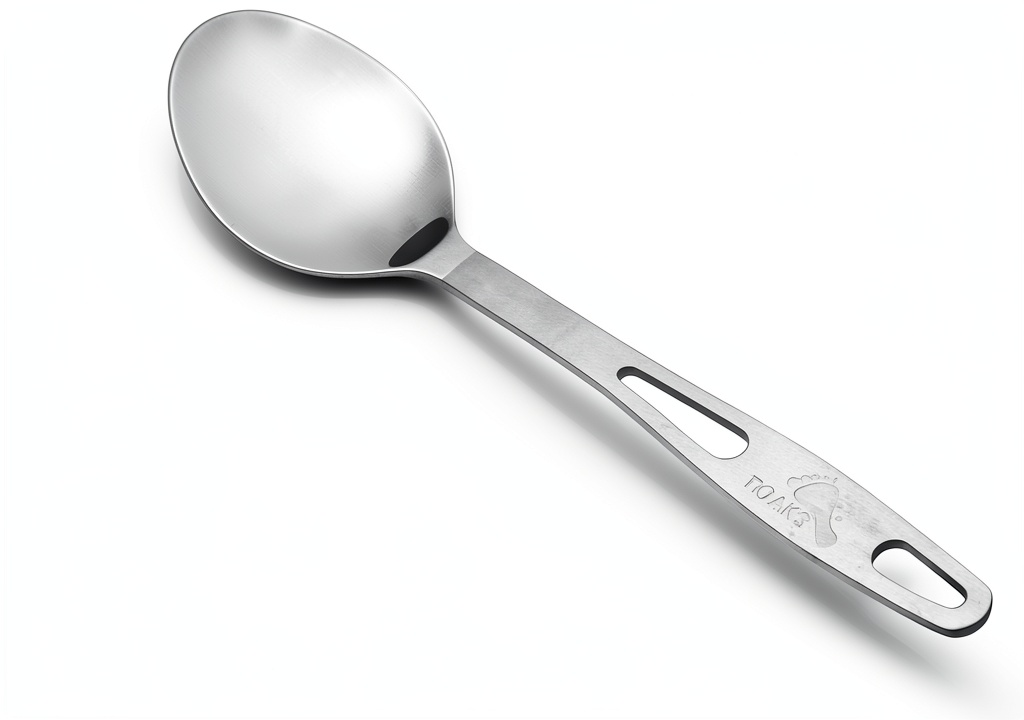 'TOAKS Titanium Spoon displayed on a camping table'