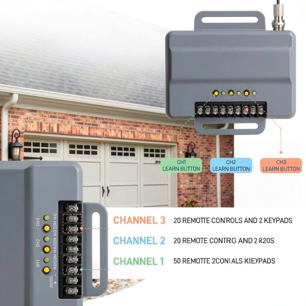 for liftmaster 850LM Universal Gate and Garage Door Opener Receiver, Compatible with Most Gate and Commercial Door Operators, 3 Channel Designed for Commercial Buildings-2